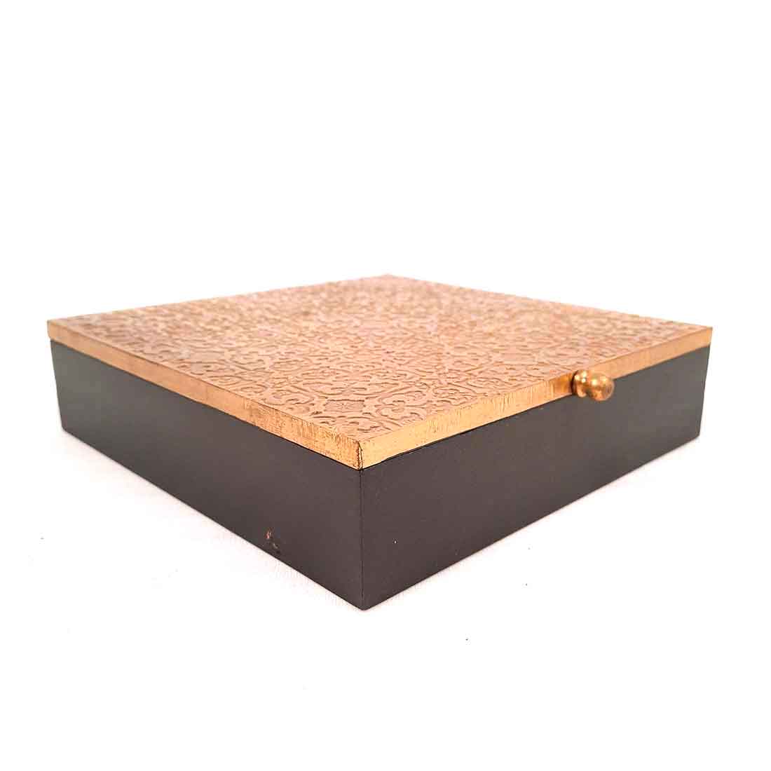 Decorative Box Brass | Necklace Box | Wooden Jewelry Box - 8 Inch