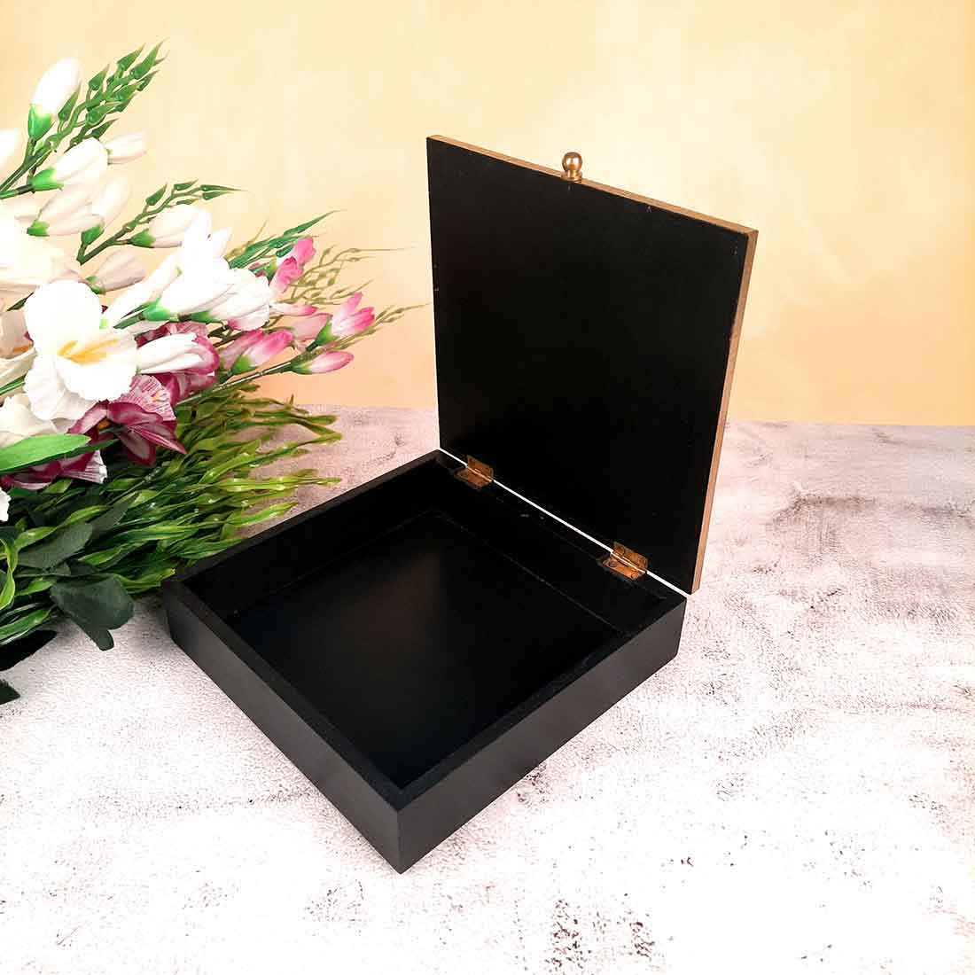 Decorative Box Brass | Necklace Box | Wooden Jewelry Box - 8 Inch