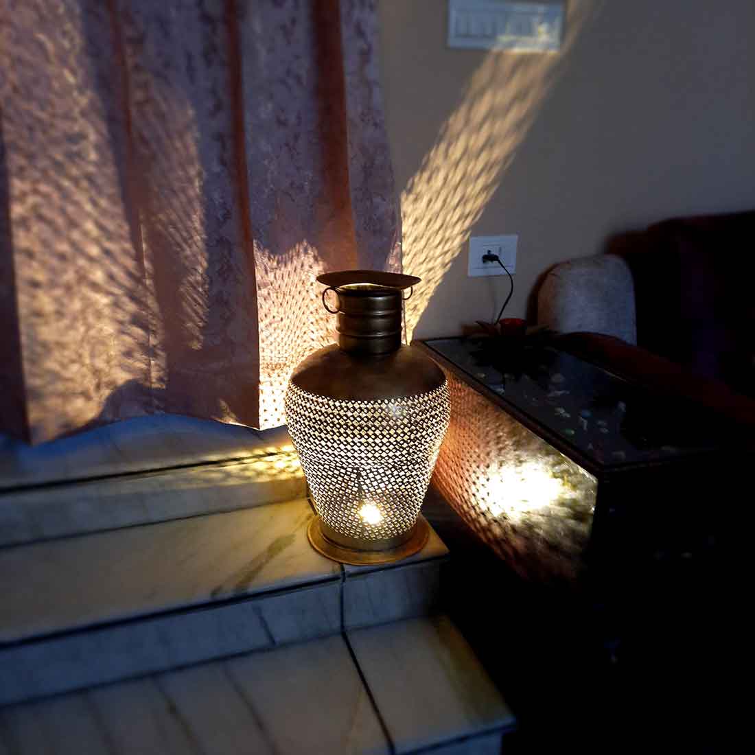 Vase With LED Lights | Flower Pot Cum Lamp | Vintage Vases - for Home, Living Room, Bedroom, Corner Decor & Gifts - 20 Inch