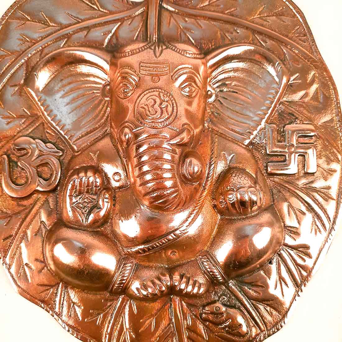 Ganesh Idol Wall Hanging | Lord Ganesha With Leaf Design Wall Statue Decor |Religoius & Spiritual Wall Art - For Puja, Home & Entrance  Living Room & Gift -13 Inch