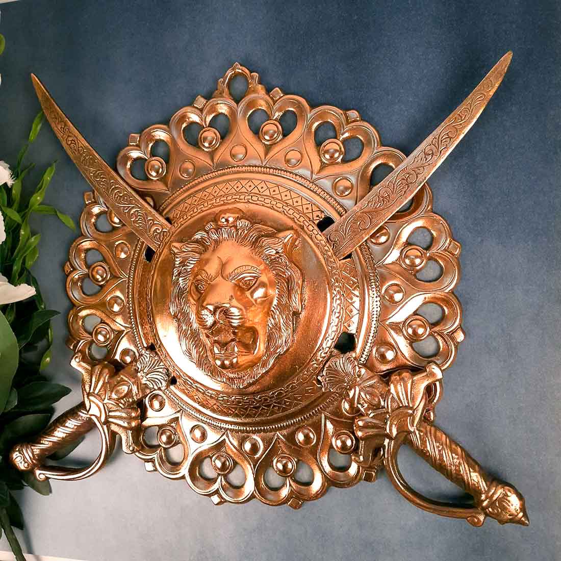 Dhal Talwar Showpiece - Lion Design - For Wall Decor - 18 Inch - Apkamart - #Style_pack of 1