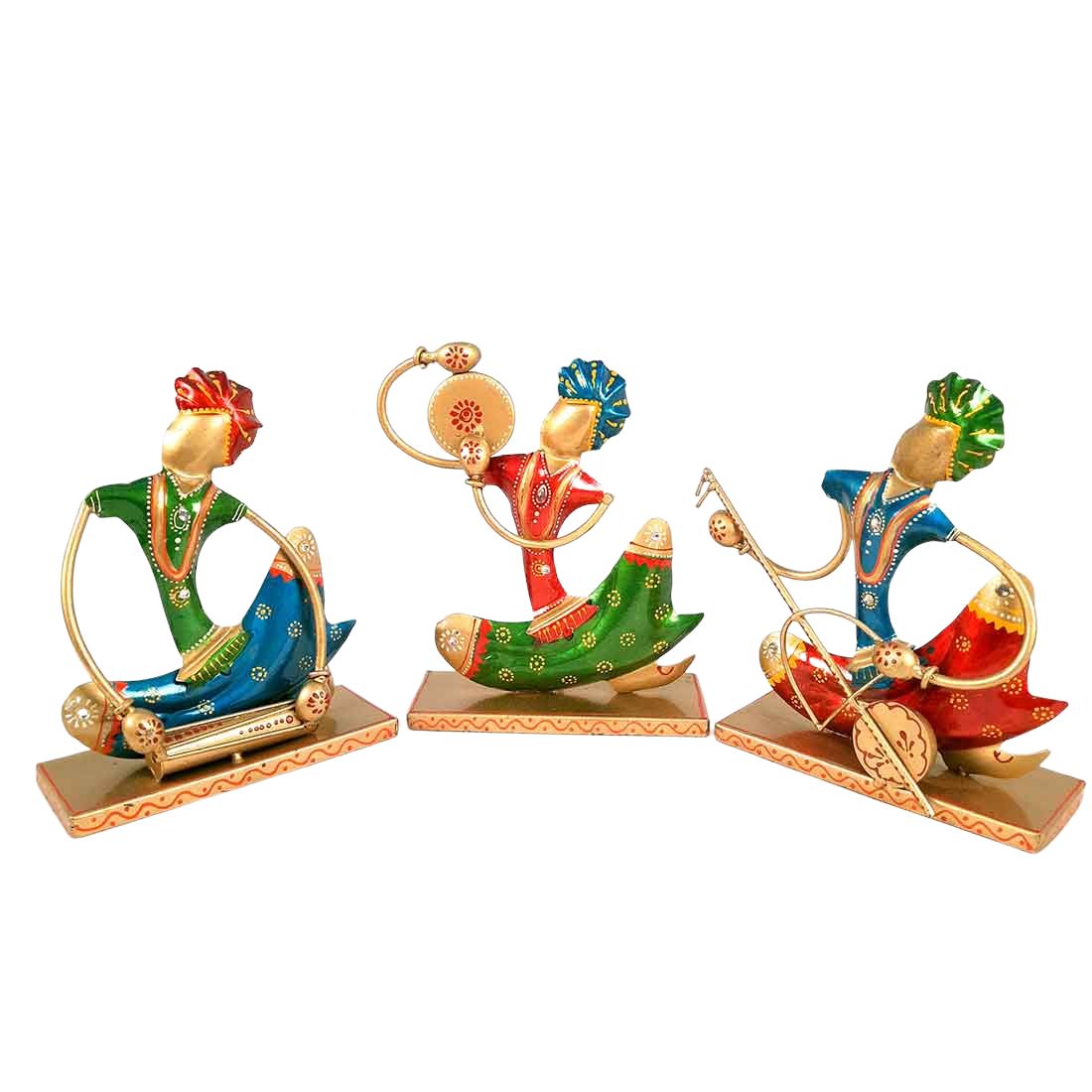 Musicians Showpiece - Playing Musical Instruments - For Table & Home Decor - 8 Inch -Set of  3