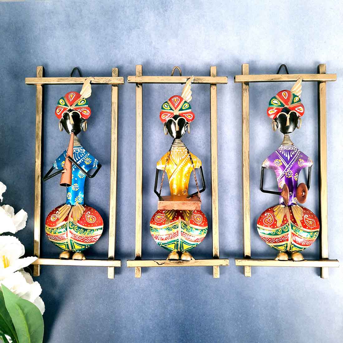 Musicians Wall Hanging - For Living Room Interior Decoration - Set of 3 - 14 Inch