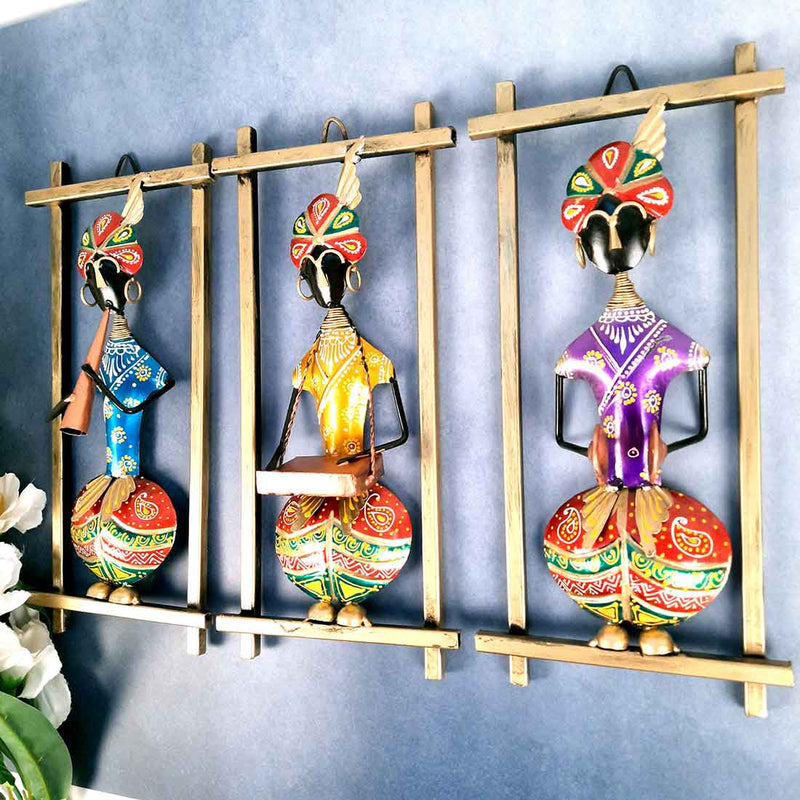 Musicians Wall Hanging - For Living Room Interior Decoration - Set of 3 - 14 Inch