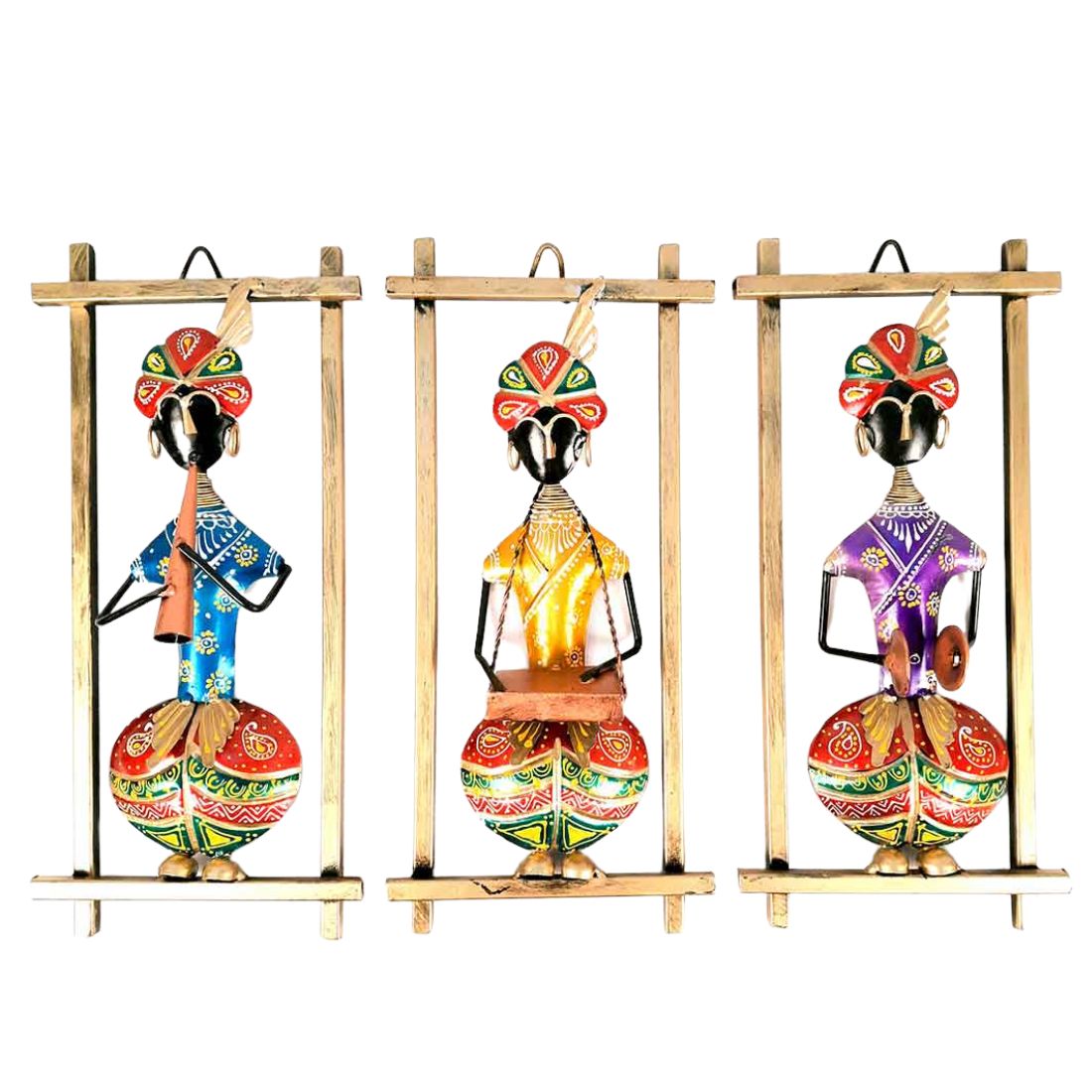 Musicians Wall Hanging - For Living Room Interior Decoration - Set of 3 - 14 Inch