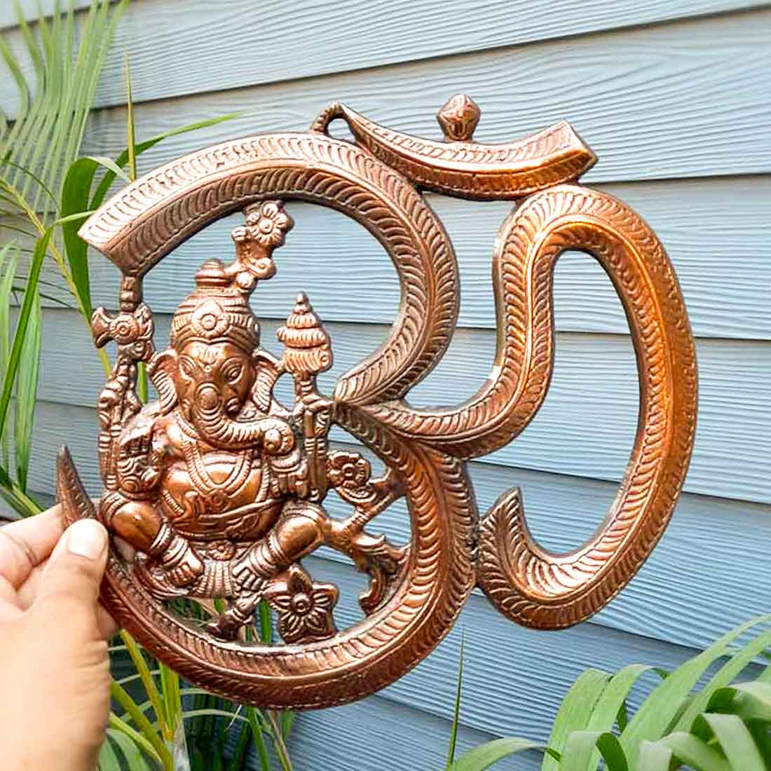 Ganesh Wall Hanging Murti | Ganesha With Om Wall Idol Decor - for Entrance Door | Ganesha Statue Hangings - for Home, Puja, Temple, Religious Decor & Gift - 10 Inch