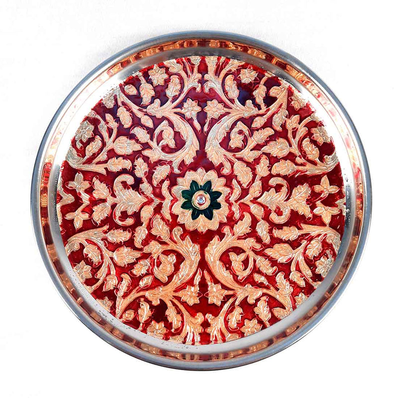 Pooja Chowki & Pooja Thali Set -Prayer Accessories -  For Pooja, Weddings & Festivals - Pack of 2