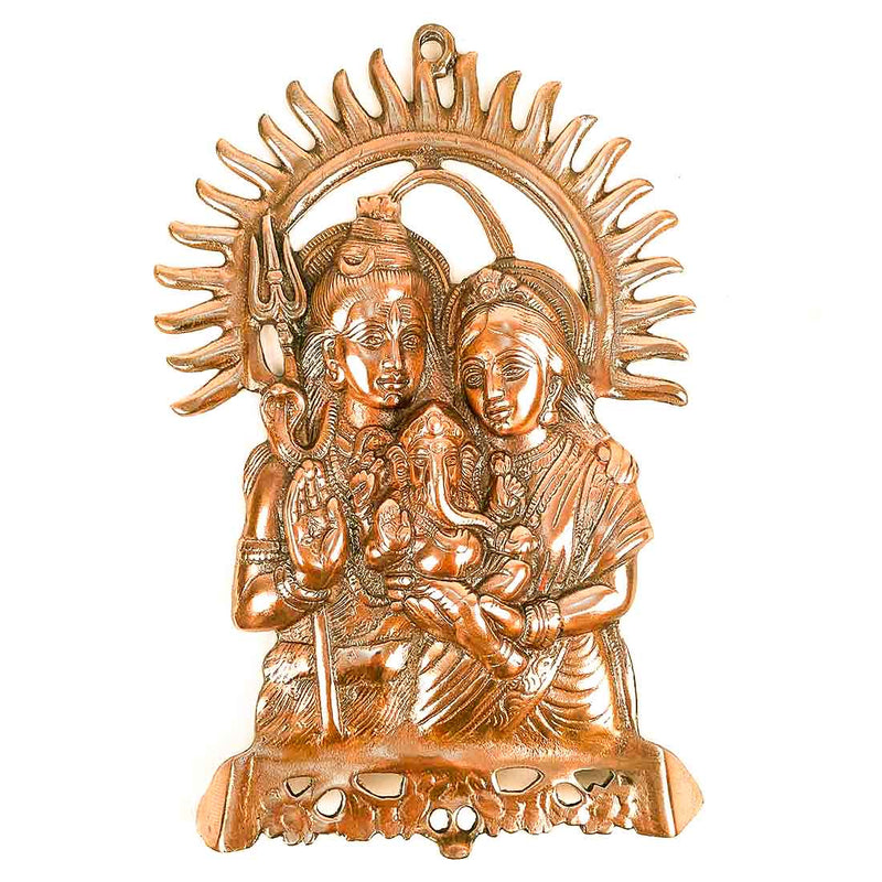 Shiva Parvati Ganesh Wall Hanging | Shiv Parivaar Wall Decor - For Pooja & Festivals - 15 Inch