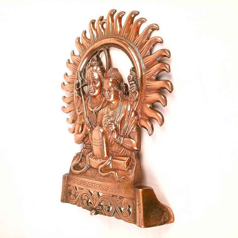 Shiv Parvati Wall Hanging  - For Pooja, Temple & Office Decor - 11 Inch