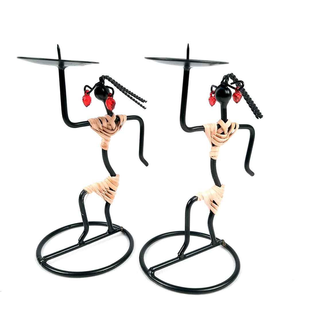 Candle Holder Stand | TeaLight Holder With One Slots Cum Showpiece  | Tea Light Candle Stands - Dancing Lady Design - For Home, Table, Living Room, Dining room, Bedroom Decor | For Diwali Decoration & Gifts - Set of 2