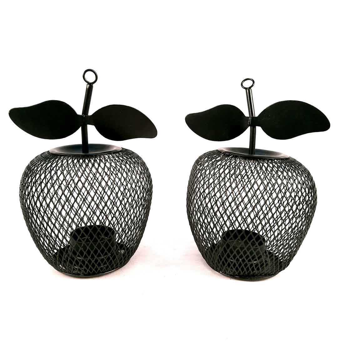 Tea Light Stand | Decorative Candle Holder With One Slots  | Tea Light Candle Stands - Apple Design - For Home, Table, Living Room, Dining room, Bedroom Decor | For Festival Decoration & Gifts - Set of 2