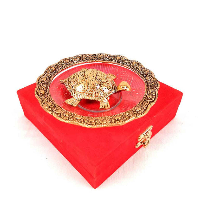 Fengshui Tortoise On Plate Showpiece - Good Luck Turtle -  6 Inch - Vastu Gift for Career, Luck and Home Decoration
