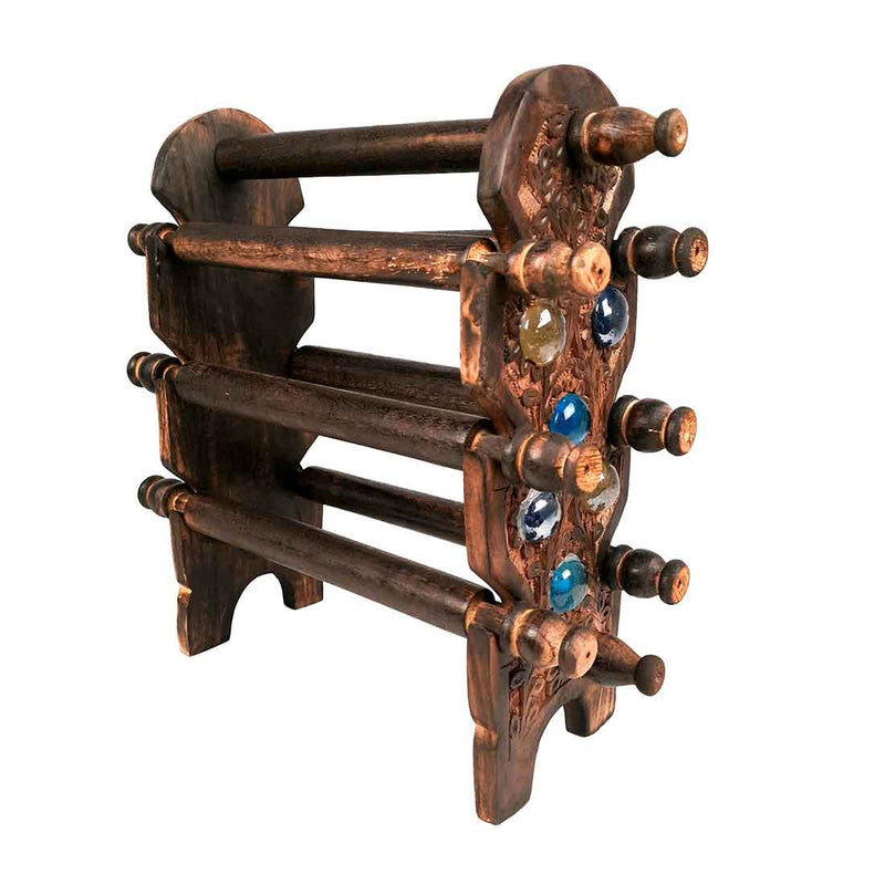 Wooden Bangle Stand | Jewelry Organizer - for Bangles & Dressing table - 6 Rod -11 Inch
