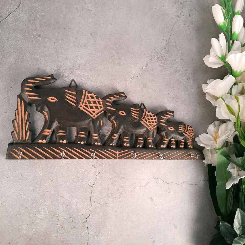 Decorative Wall Hook | Elephant Family Design - for Wall Decor & Entryway -14 Inches