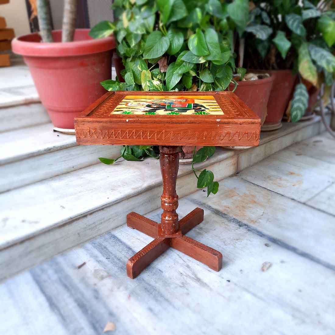 Side Table | Wooden End Tables Cum Stool - for Keeping Lamp, Vases & Plants | Small Stools - for Sitting, Bedside, Home Decor, Corners, Sofa Side Stool, Office & Gifts - 18 Inch