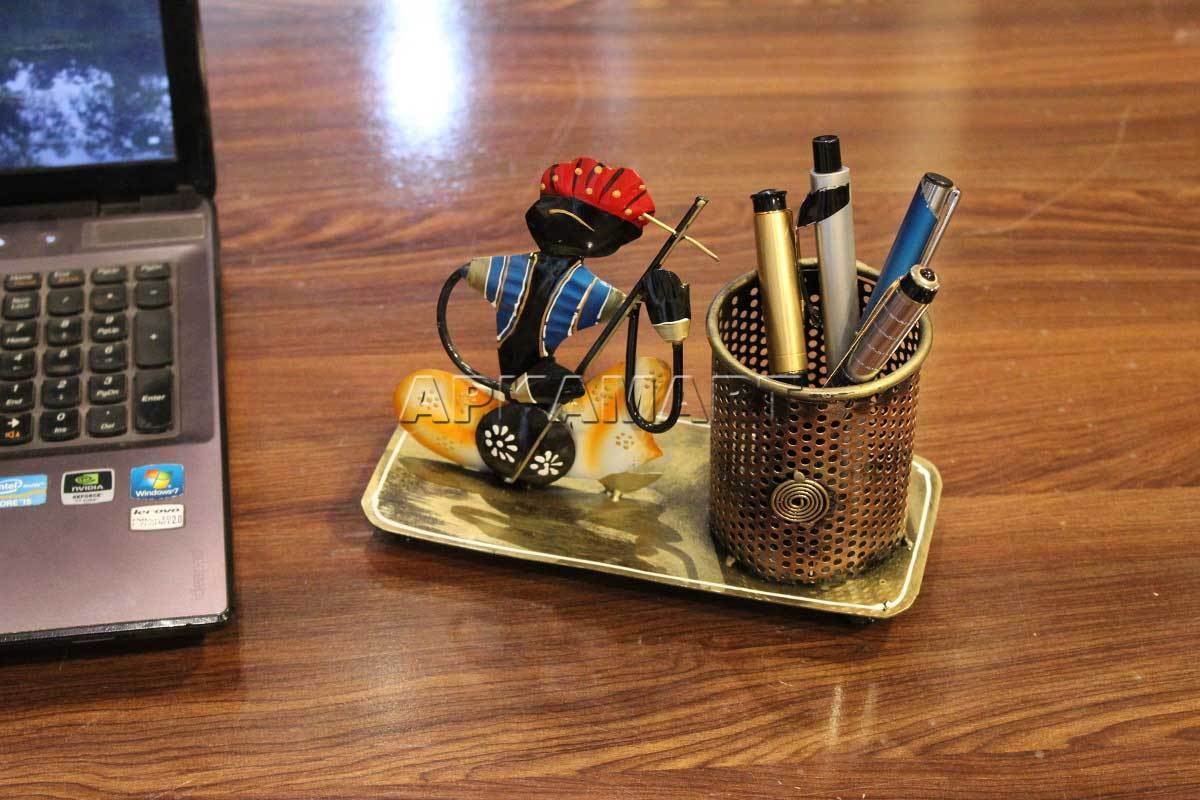 Showpiece Pen Holder | Desk Organizer - Musician Design - for Study Table - Set of 2 - ApkaMart