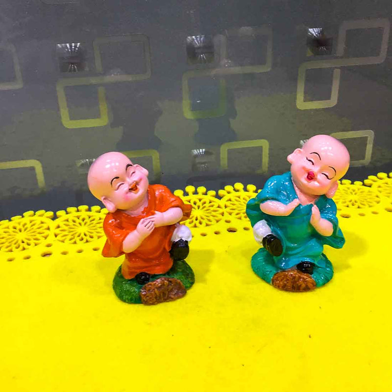 Baby Monk Showpiece - for Car Dashboard - 3 Inch - Set of 2 - ApkaMart