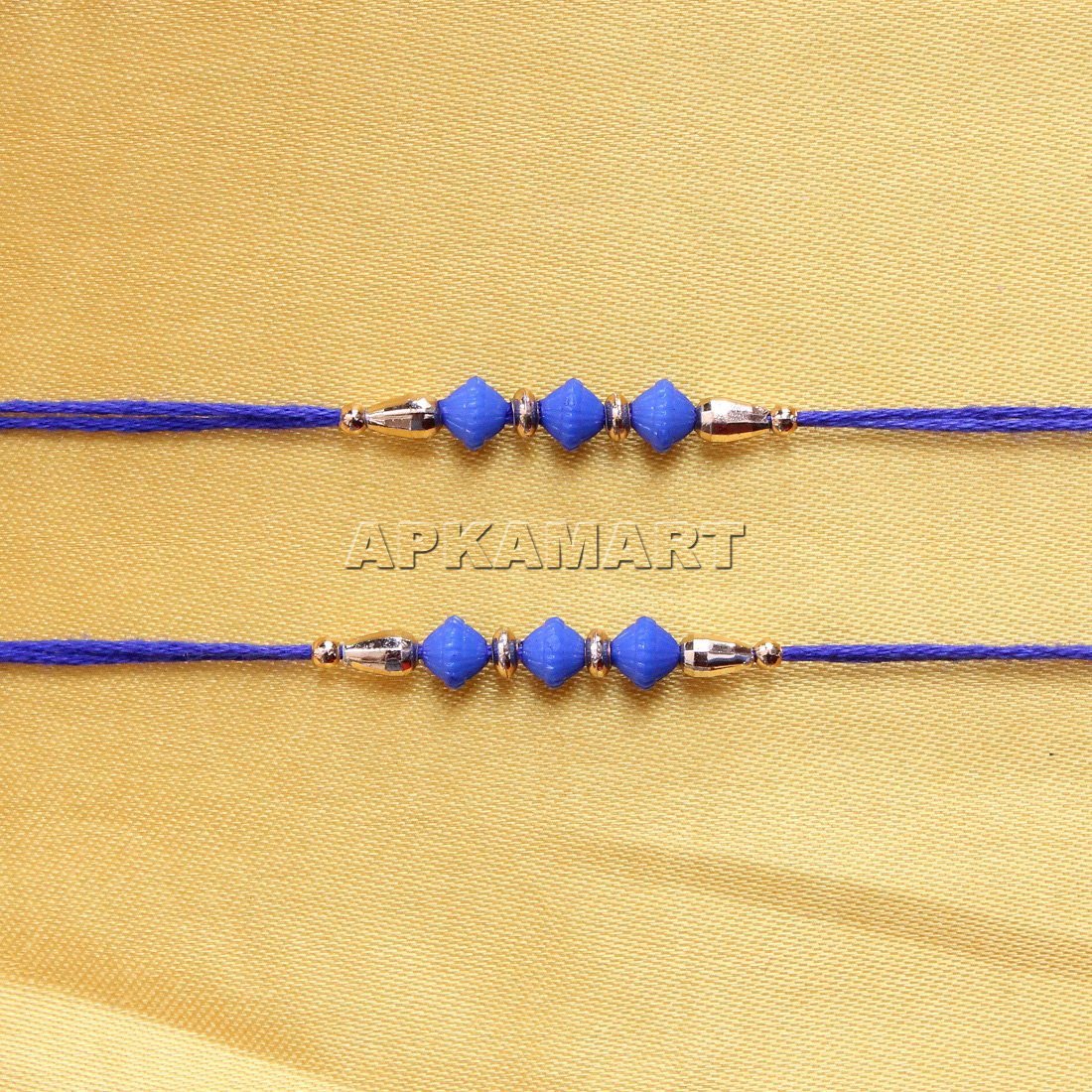 Beaded Blue Rakhi Set of 2 - ApkaMart
