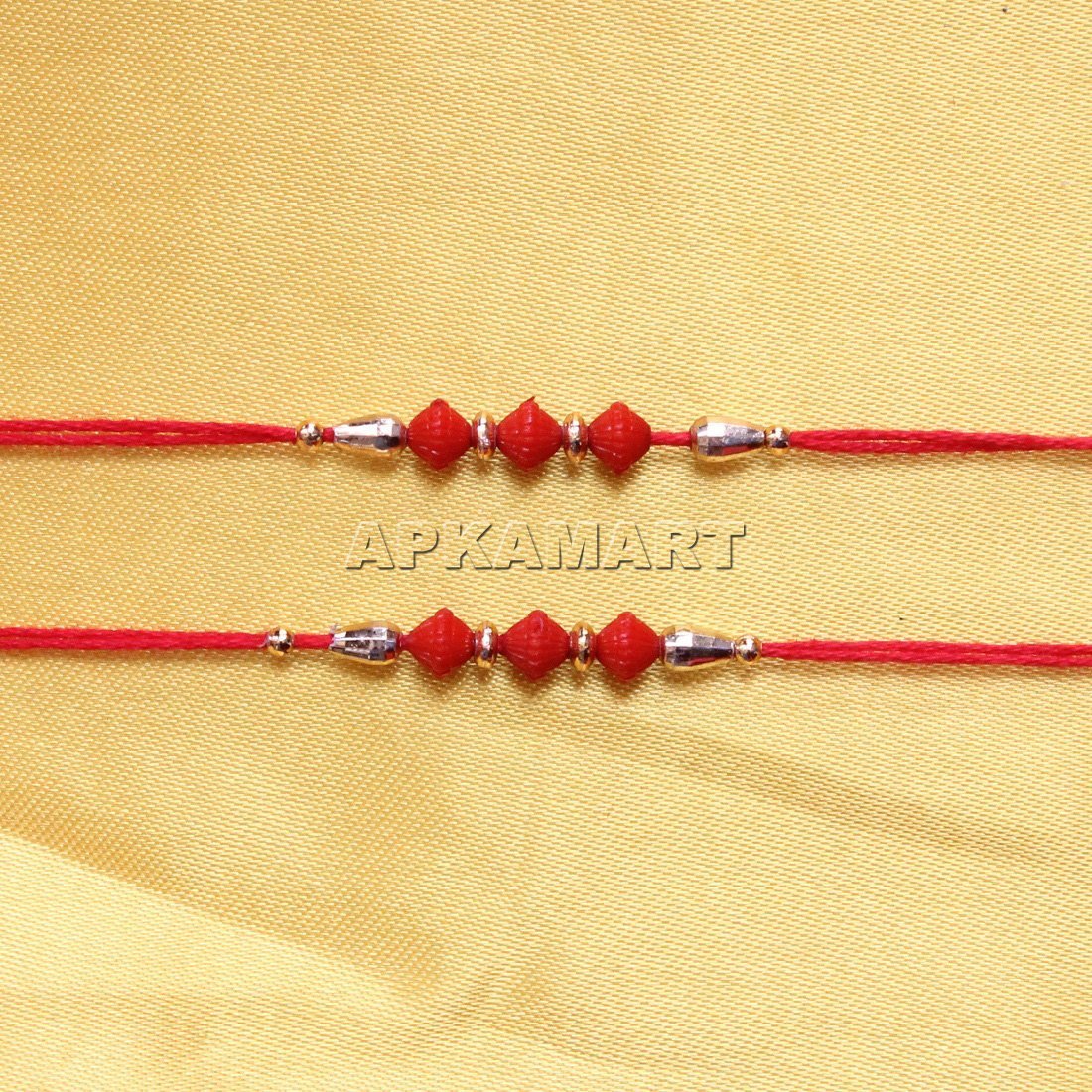 Beaded Red Rakhi Set of 2 - ApkaMart