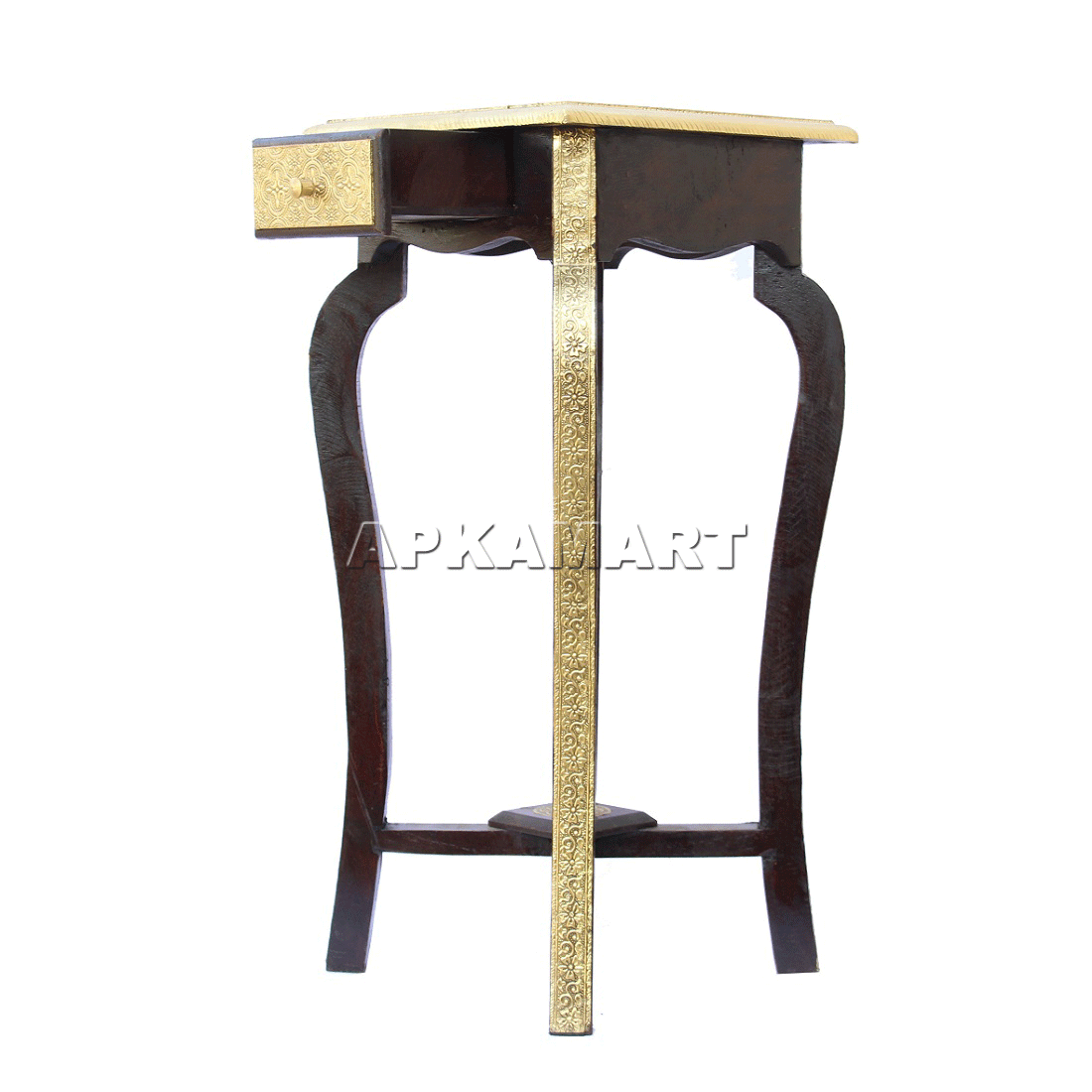 Brass Embellished Designer Coffee Table |Side Table for Interiors Décor - with Drawer - ApkaMart