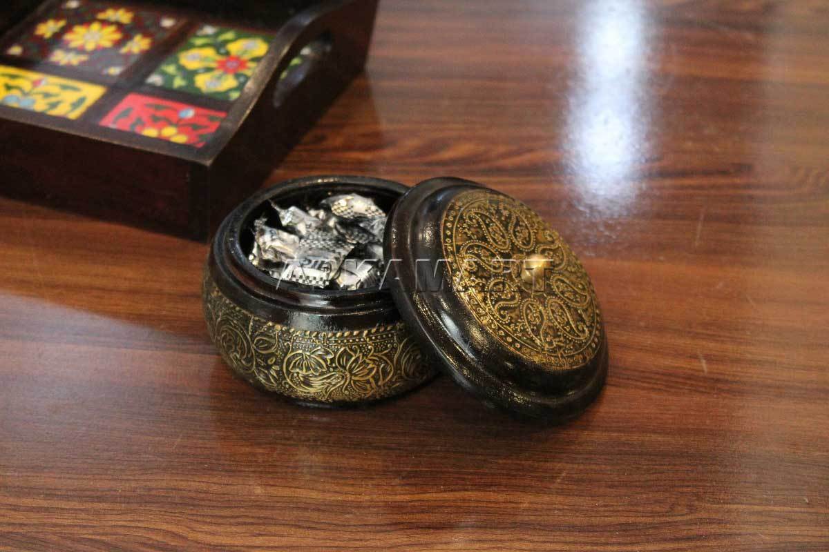 Brass Jewellery Box | Jewellery Box for Earrings | Jewellery Organizer -5 Inch - ApkaMart
