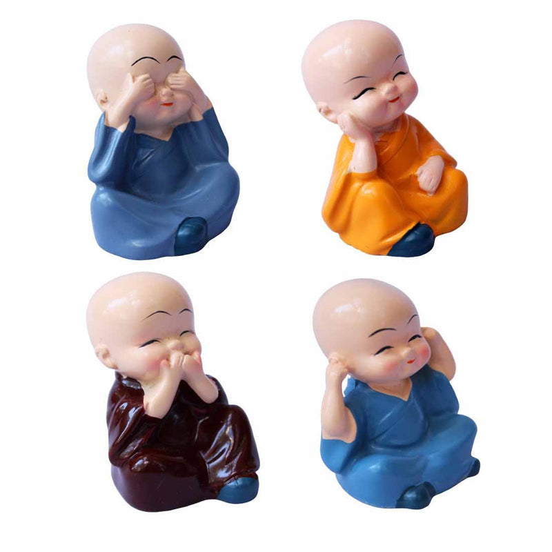 Baby Monk Showpiece - for Car Dashboard - 2 Inch - Set of 4 - ApkaMart