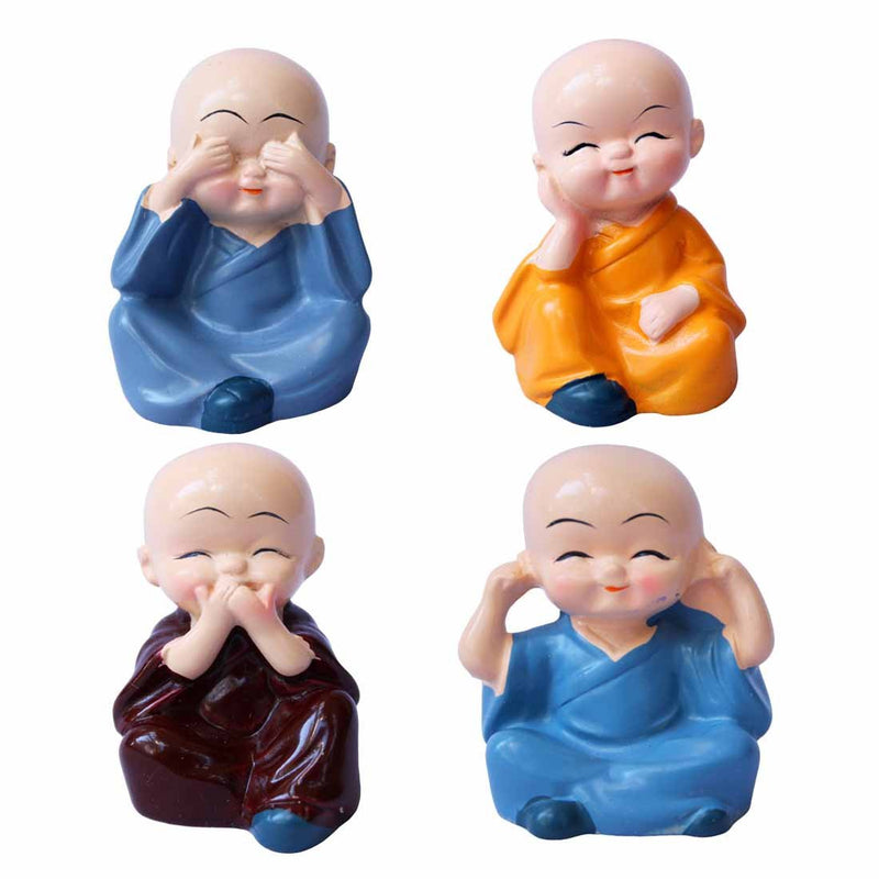 Baby Monk Showpiece - for Car Dashboard - 2 Inch - Set of 4 - ApkaMart