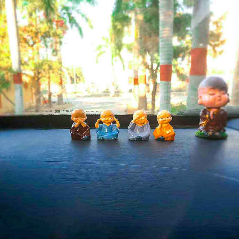 Baby Monk Showpiece - for Car Dashboard - 2 Inch - Set of 4 - ApkaMart