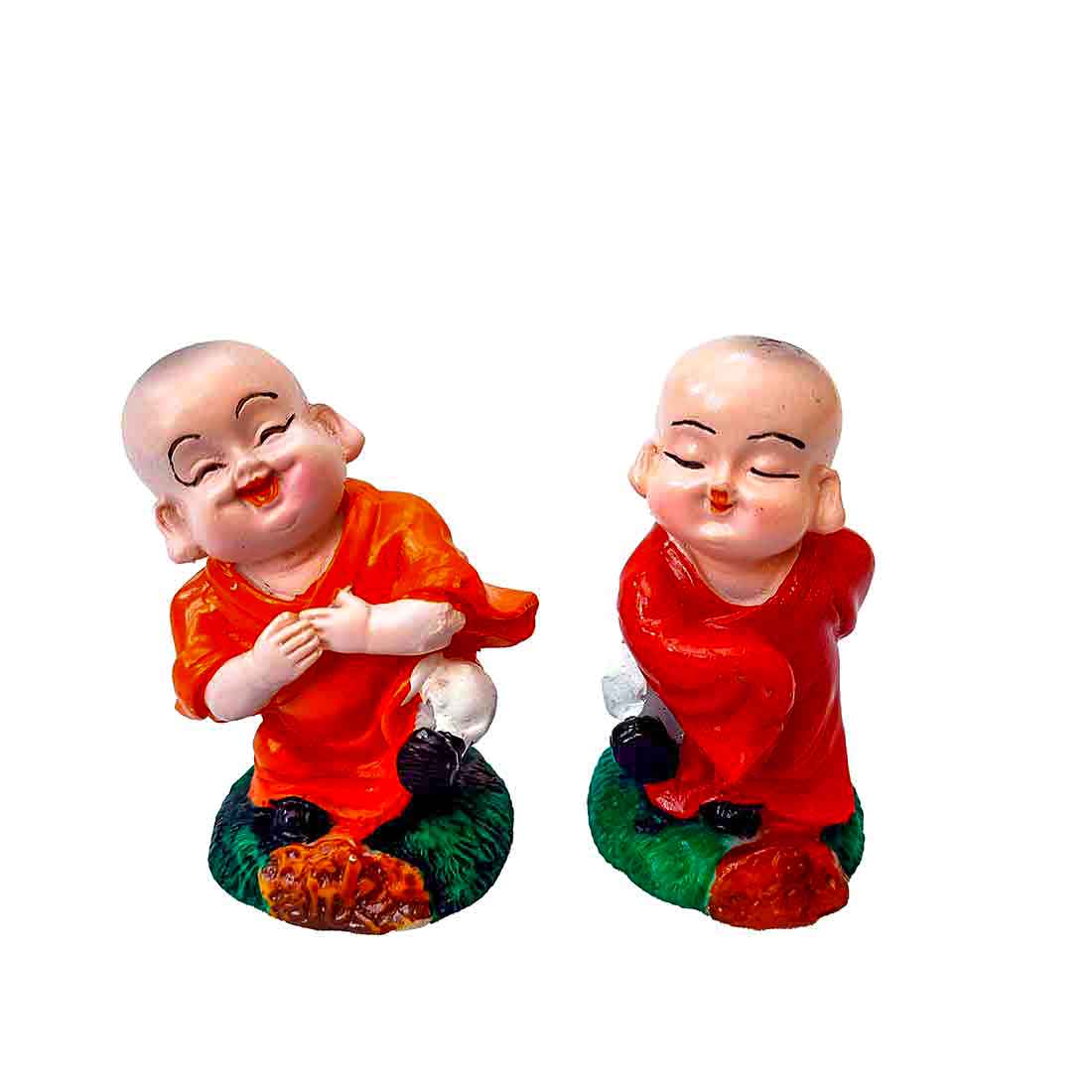Baby Monk Showpiece - for Home  & Garden Decor -5 Inch - Set of  2 - ApkaMart