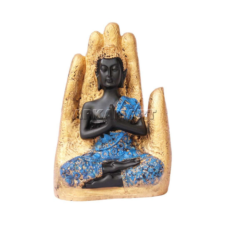 Meditating on Palm - Buddha Home Decor - for Peace & Wealth - 6 Inch - ApkaMart