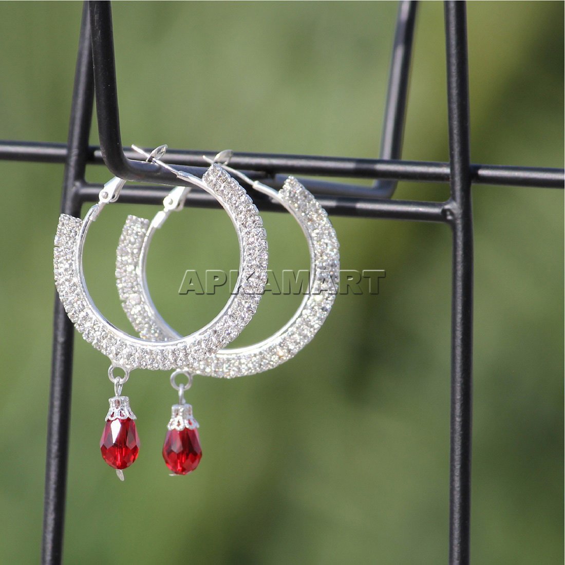 Earring Hoops - Stylish Crystal Earrings - For Women & Girls - ApkaMart