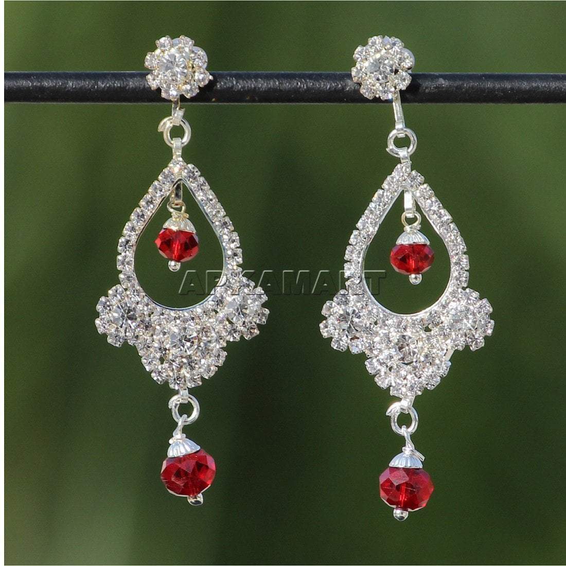 Earrings - Dangle Chandelier - American Diamond -  Jewellery For Women & Girls - ApkaMart