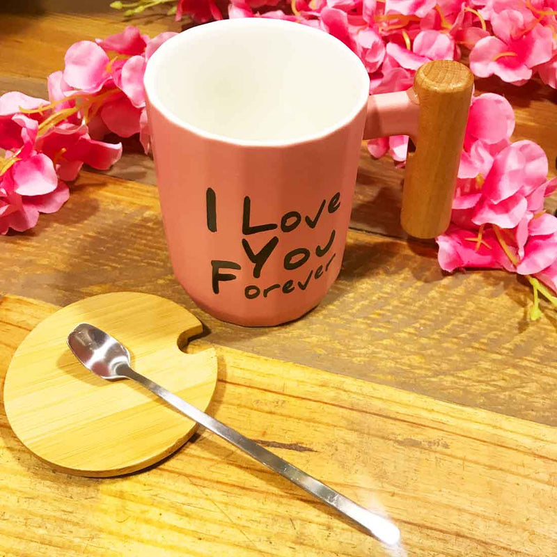 Coffee Mug with Lid - Love You Mug - For Anniversary & Valentines Day Gift - ApkaMart