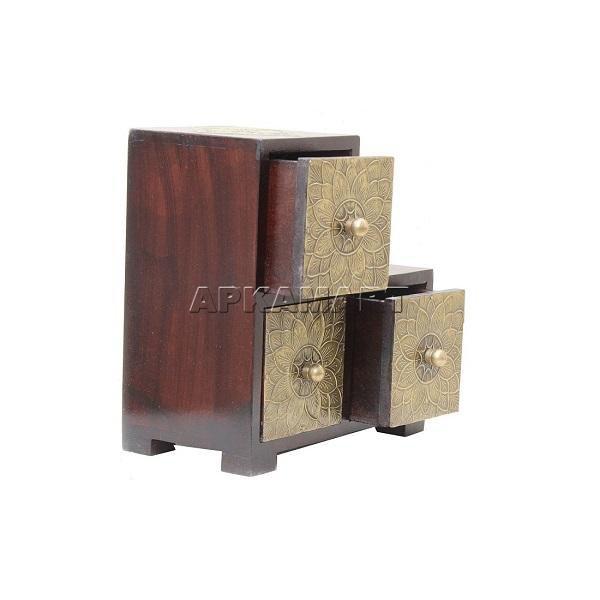 Brass Decorative Box | Earring box | Jewellery Organizer - 3 Drawer - ApkaMart