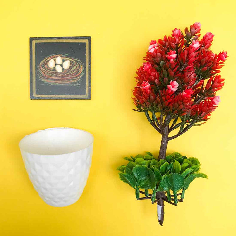 Artificial Flowers in Vase - Red Flowers - For Home & Office Decor - ApkaMart