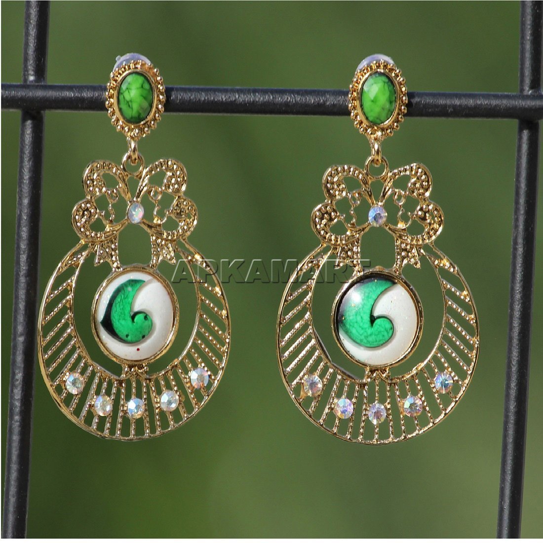 Earring Stud - Floral Drop Earrings Green -  Jewellery For Women & Girls - ApkaMart
