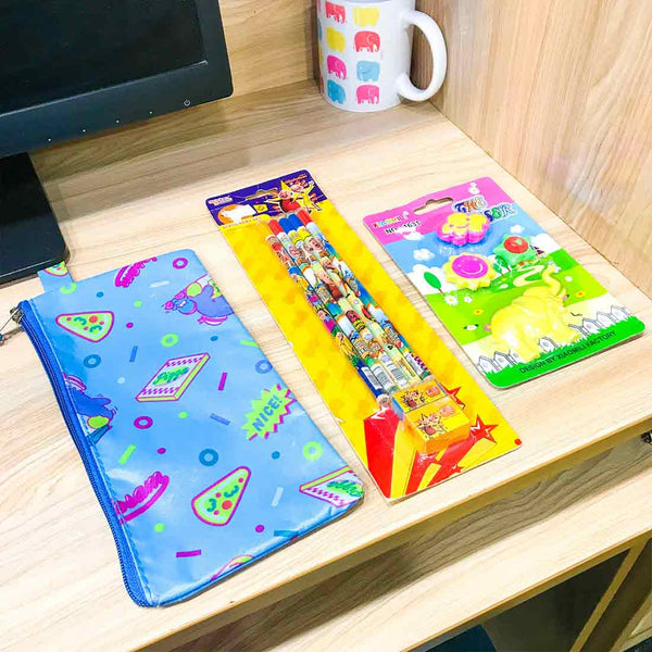 Pencil Box Pouch - Students Stationery Pouch with Writing kit - For Girls & Boys - ApkaMart