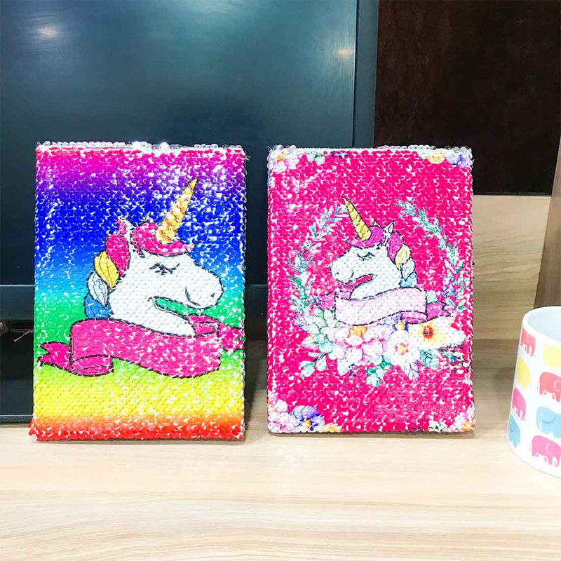 Notebook Diary - Unicorn Glitter Design - for Girls, Kids , Children Return Gifts - ApkaMart