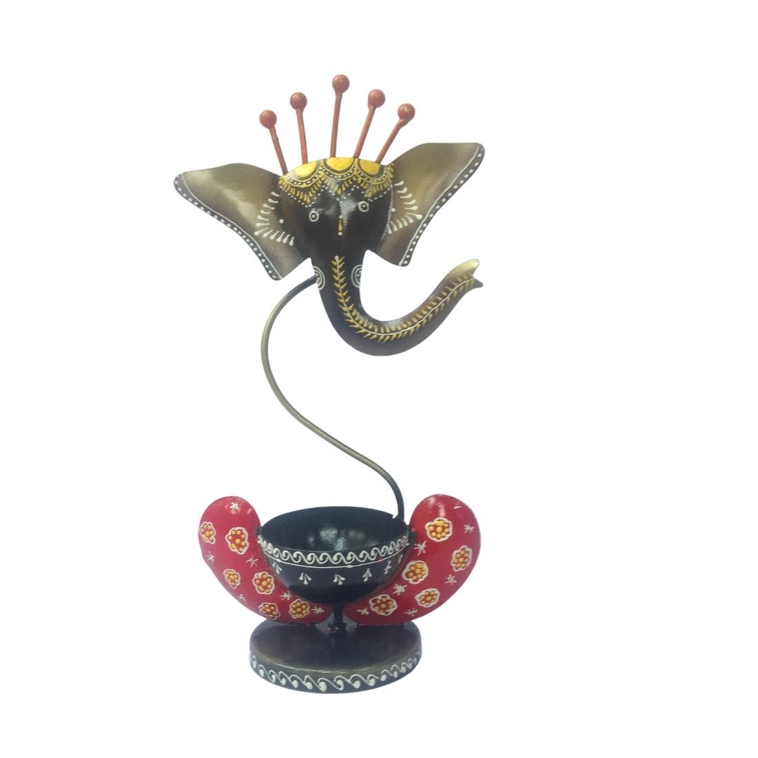 T Light Candle Holder | Tea Light Stand - Ganesha Design - 11 Inch - ApkaMart