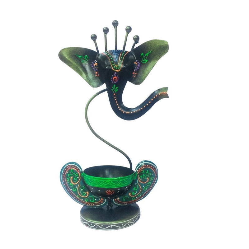 T Light Candle Holder | Tea Light Stand - Ganesha Design - 11 Inch - ApkaMart
