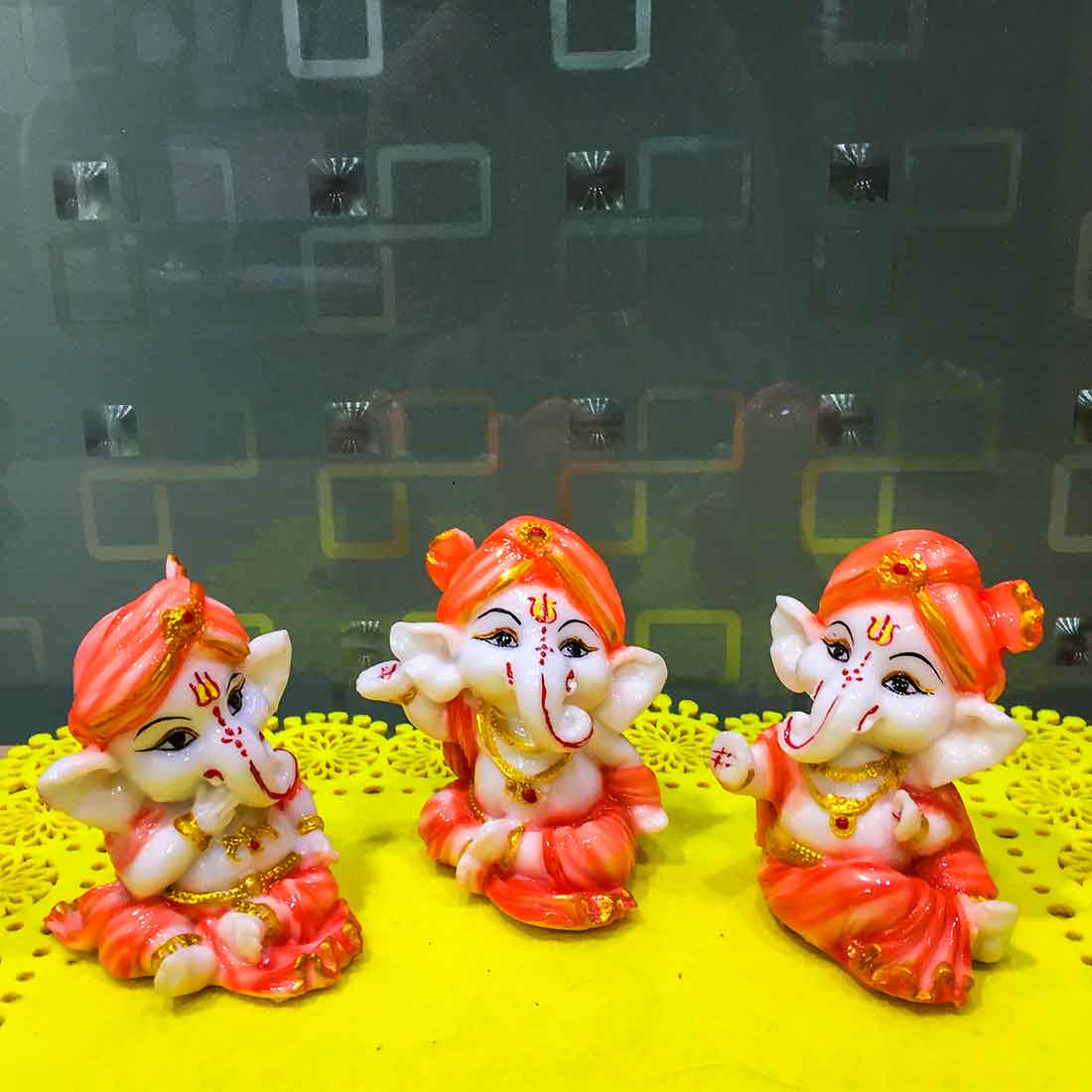 Ganapati Murti | Ganesha for Car Dashboard - 4 Inch - Set of 3 - ApkaMart