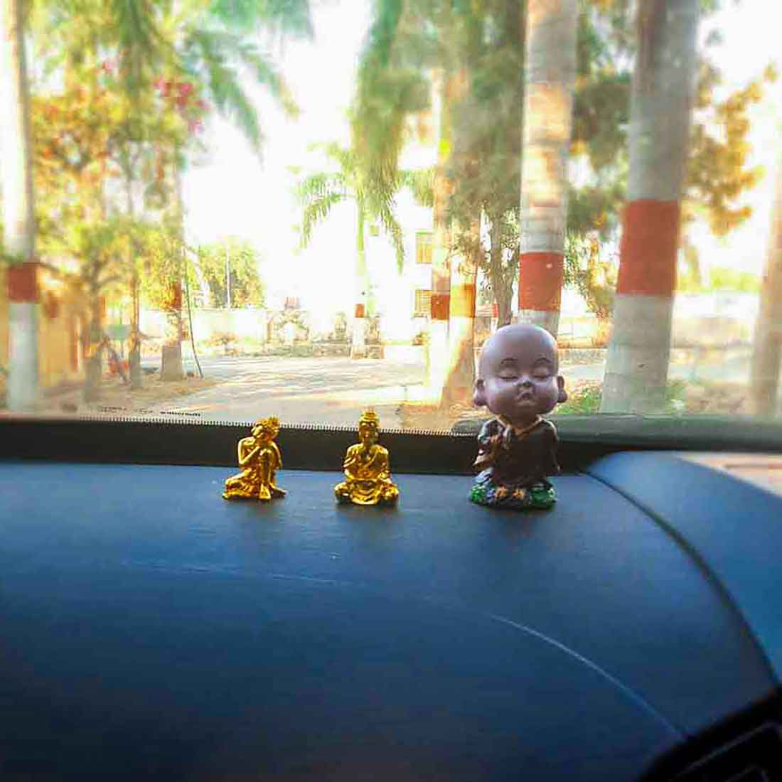 Baby Monk Showpiece - for Car Dashboard - 2 Inch - Set of 2 - ApkaMartBuddha Statue | Lord Gautam Buddha Showpiece Set - For Car Dashboard, Living room, Home, Table, Office Decor & Gift - 2 Inch (Set of 2) - Apkamart