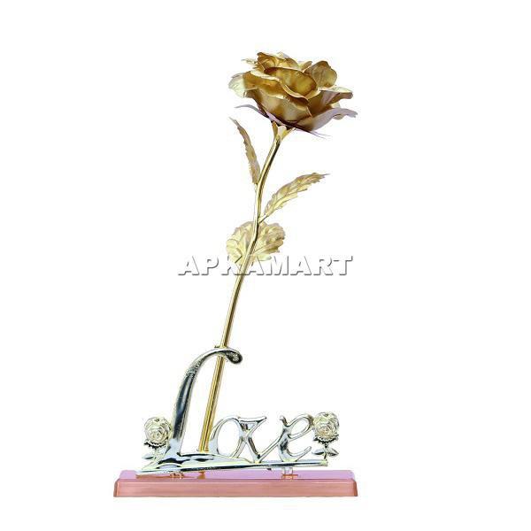 Artificial Rose Flower - Golden Rose - for Rose Day / Propose Day / Valentine's Day - 10 Inch - ApkaMart