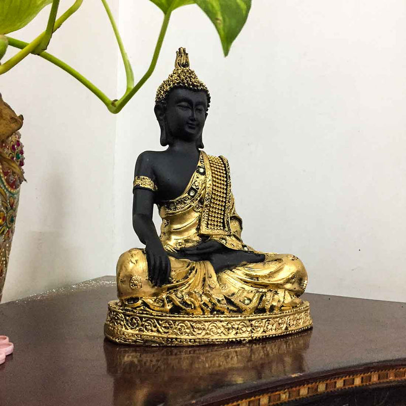 Golden Meditating Buddha Statue - for Peace and Harmony - 9 Inch - ApkaMart
