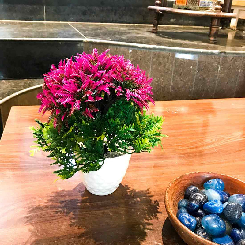 Artificial Flower Pot - Magenta Flowers -For Table & Home Décor - ApkaMart