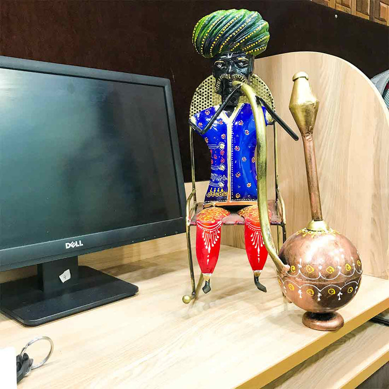 Man with Hukka - Human Figurine - Unique Showpiece for Living Room -17 Inch - ApkaMart