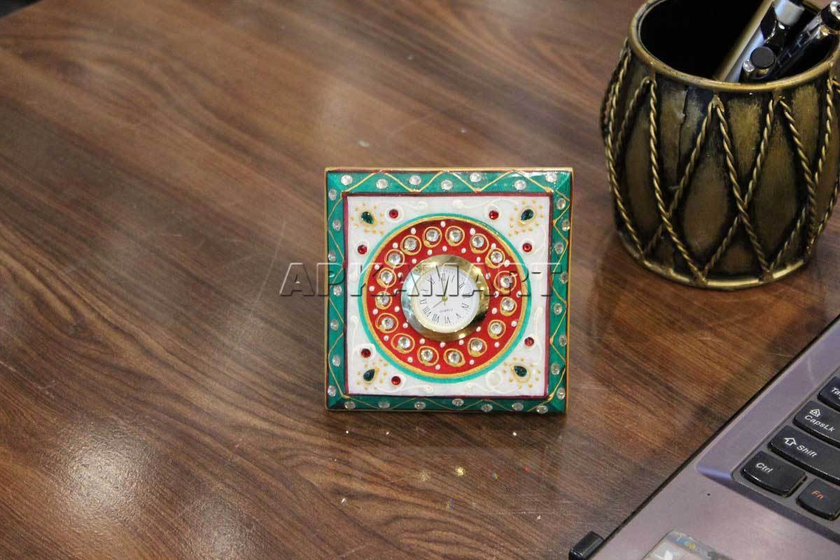 Marble Desk Clock - For Home & Gifts - 4 Inch - ApkaMart