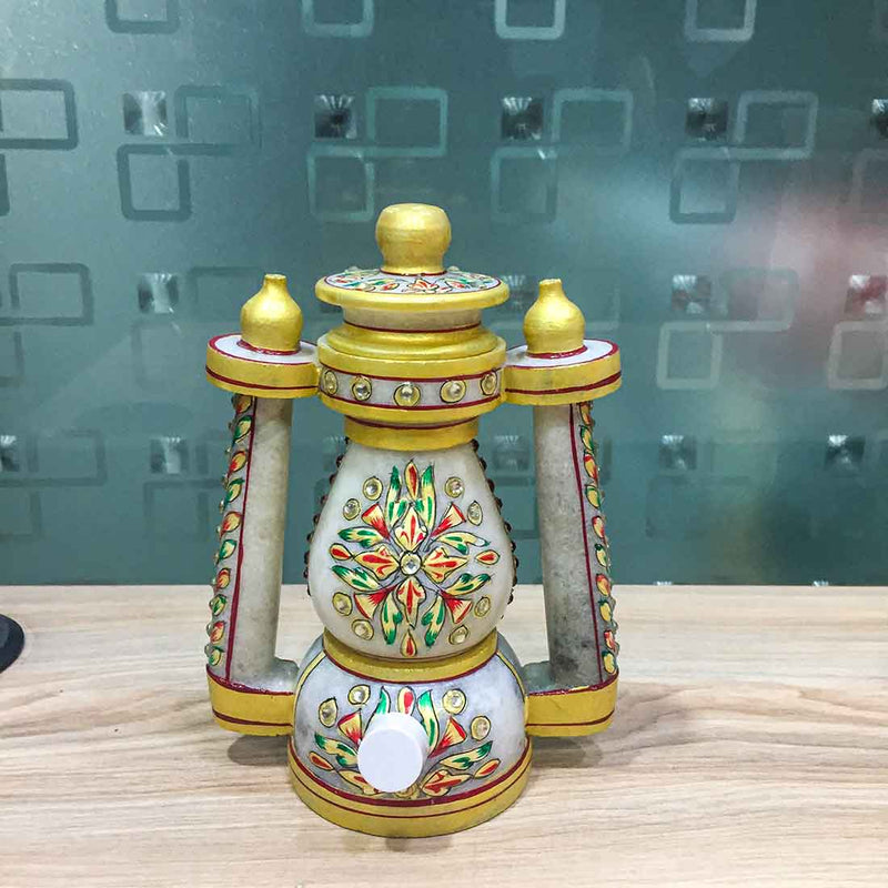 Lantern | Table Lamp Marble - for Home Decor & Gifts - 6 Inch - ApkaMart