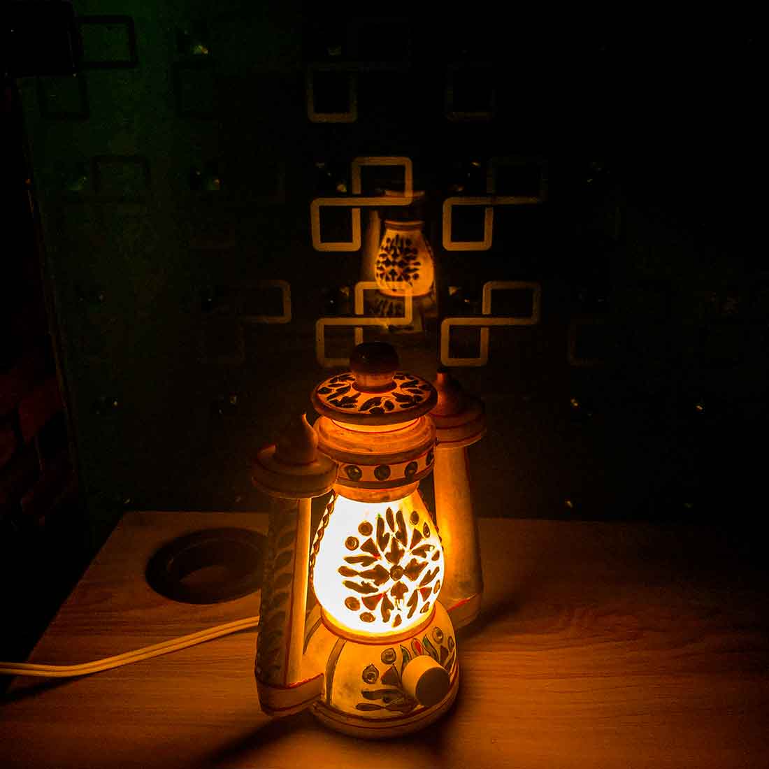 Lantern | Table Lamp Marble - for Home Decor & Gifts - 6 Inch - ApkaMart