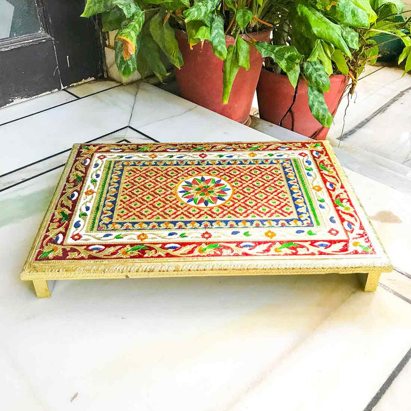 Meenakari Patla Chowki - For Pooja & Home Decoration - 20 Inch - ApkaMart